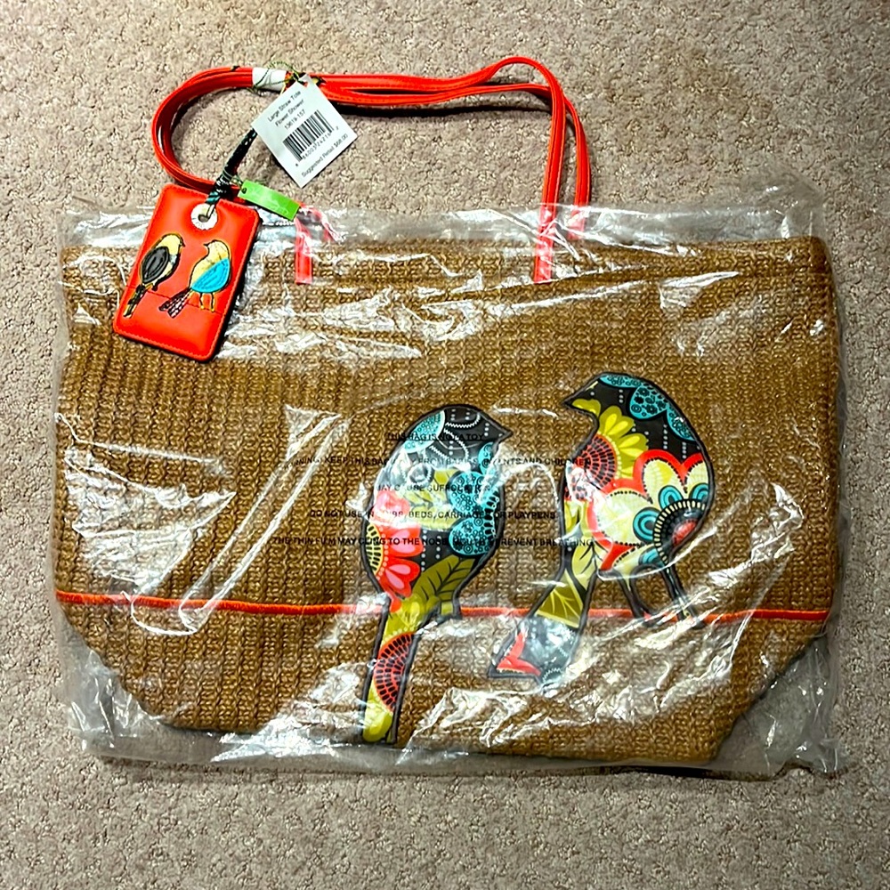Vera Bradley Large Straw Tote Flower Shower